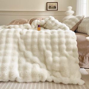 寝具セット冬の暖かい快適なフェイクファーベルベットフリースプリンセスセットプラッシュ羽毛布団カバーフラット/フィットベッドシート枕カバー