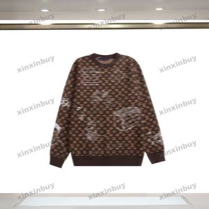 Xinxinbuy Men DesignerパーカーセーターバッグレターJacquard編みパリ女性ブラックパープルイエローホワイトS-2xl