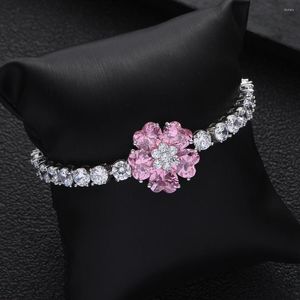 Charm Armband Luxury Flower Saudi Arabia Tennis Chain Armband For Girl Wedding Engagement Women Femme Fashion Jewelry S0493