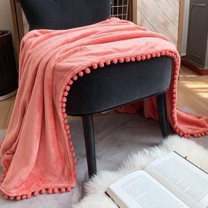 Cobertores Soft Fuzzy Faux Throw Cobertor Flanela com Franja Pompom Leve Cama Fit Sofá Sofá (60