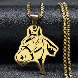 Anhänger Halsketten Pferdekopf Halskette Für Männer Frauen Edelstahl Gold Farbe Tierkette Pferd Zubehör Gedenkgeschenk Schmuck