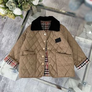 designer baby cotton jacket child Winter Warm Black lapel Coat Size 120-160 CM Multi color plaid lining Outwear for boys girl Sep25