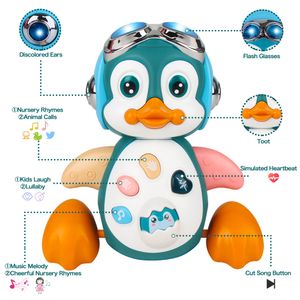 Baby Crawling Toys Musical Penguin Infant poruszanie zabawek do tańca z lekkim maluchem interaktywnym rozwojem