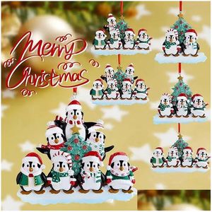 Juldekorationer Family Penguin Ornament Harts Personligt hem Xmas Tree Decoration Room Decor Drop Delivery Garden Festive P Otvtm