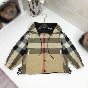 Double sided use coat for kids fashion Child Hooded jacket Size 100-160 CM Classic Cross stripe design Baby Autumn Outwear Sep25