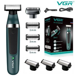 Elektriska rakare Vgr Beard Shaver Professional Beard Razors Waterproof Hair Cutting Machine DualSided Blades Shaving Machine For Men V393 230925