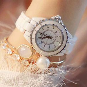 Fashion White Ceramic Quartz Ladies Watch Kobiet Luksusowe najlepsze marka zegarków na nadgarstki Geneva Designer Prezenty dla Relogio feminino 210707333J