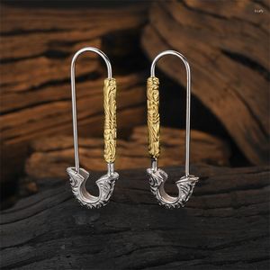 Dangle Küpeler 925 Sterling Gümüş Vintage Çim Dokümeli Pim Kulak Tokası Kadınlar Moda Damla Benzersiz Tasarım Takı