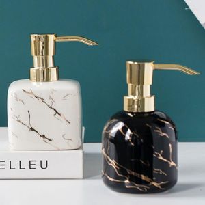Dispensador de sabão líquido luxo ouro imprensa loção garrafa shampoo desinfetante para as mãos dividido engarrafamento banhado cerâmica acessórios do banheiro
