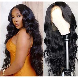 Syntetiska peruker Body Wave Spets Front Wig For Women Glueless Long Wavy Syntetisk frontal Pre plockad med babyhår 613/Ginger Party 230227