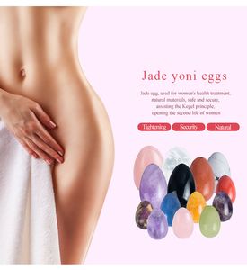 100% Natural Jade Yoni Eggs Massage Tool Set Drill Rose Quartz Yoni Egg Kegel Exercise Vaginal Muscle Training Massager Original Stone Crystal Egg