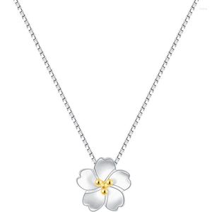 Choker Fashion Necklace Gifts Chain Cherry Blossoms Pendant Women Silver Plated Jewellery