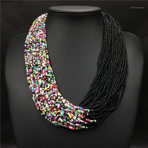 Chokers mode bohemian boho akrylpärlor halsband kvinnor långt flera lager uttalande strängskikt smycken collier femme1248x