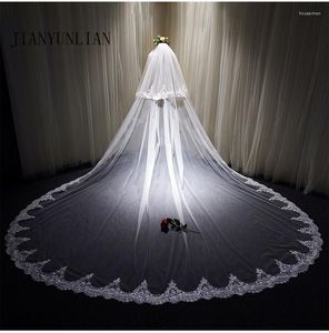 Bridal Veils Veil Long 5M Two Layer Lace Edge Wedding With Comb For Tule Mariage Accessories