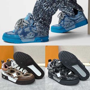 Mens Vintage Basketball Shoes Skate Sneaker Brand Designer Casual Shoes Denim with Sparkling Swarovski Crystal 54 Logo Python Style Low Top sports shoes 38-47