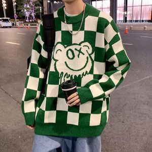 Męskie swetry vintage zielony sweter dziadek SWEAT MĘŻCZYZN MĘŻCZYZN MĘŻCZYZNY PULLOVER MĘŻCZYZN MĘŻCZYZNIE MĘŻCZYZNIE Zima Koreańska Koreańska, ciepłe dzianinowe dzianiny 230923