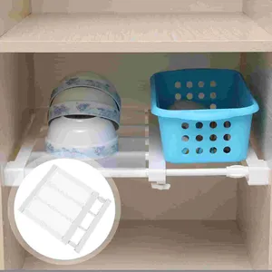 Hooks Closet Organizer Shelf Divider Expandable Tension Shelfs Simple Adjustable Cupboard Plastic Wardrobe Locker