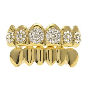 Grillz Dental Grills New Custom Fit Gold Plated 4 Lows Iced Out Hip Hop Teeth Top Grill For Halloween Christmas Party Gift Drop Delive Dh5Oe