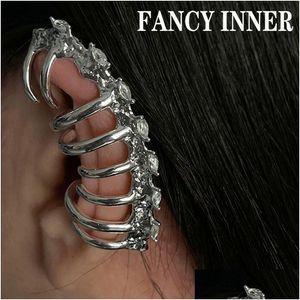 Ear Cuff Clip Earring Spine Bone Rhinestones Hollow Punk Hip Hop No Piercing Un Jewelry For Women Men 230214 Drop Delivery Earrings Dh2M9