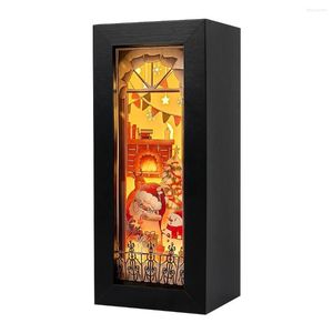 Night Lights Christmas Book Nook Papercut Light Boxes Led Bookend Bookshelf Insert Bookcase Decorations Children Birthday Gift