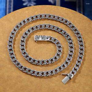 Chains S925 Silver European And American Rock Creative Tiger Head Bolt Grass Pattern Personality Design Men's Cuba Necklace