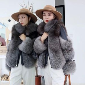 Women's Fur 2023 Faux Coat Winter Jacket Women Zipper Parka Waterproof Big Turn-down Collar Thick Warm Liner T57