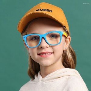 Solglasögon Squar Boy Girl Glasses Kids Anti Blue Light Teens TR90 Optical Frame Clear Computer Gereglasses 4-12 UV40 Filter 2023