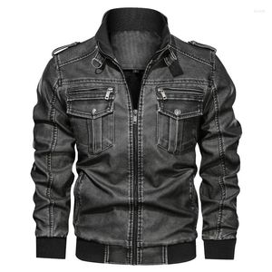 Men's Fur Mens Leather Jacket Winter Coat Street Fashion Casual Wear Drsigned Large Zipper Pocket Motorcycle Jackets For Men