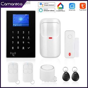 Sistemi di allarme Camaroca Tuya Smart WIFI GSM Sistema di allarme di sicurezza IP Cam Sensore per porte e finestre Antifurto Rilevatore di movimento Sistema di allarme wireless YQ230926