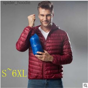 Parkas masculinas com capuz ultra leve jaqueta masculina quente parka 4xl 5xl 6xl plus size 2021 novo inverno 90% masculino pato branco casaco # 150kg 100cm l l230926