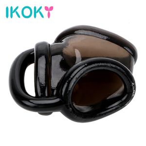 Cockrings IKOKY Anel Peniano Produtos Adultos Masculino Dispositivo de Castidade Vibrador Extensor Atraso Ejaculação Pênis Brinquedos Sexuais para Homens 230925