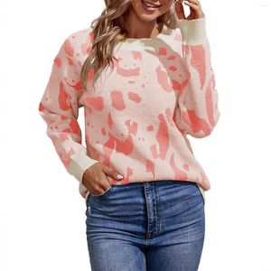 Kvinnors tröjor Kontrast Färg Djurmönster Tröja Autumn och Winter Crew Neck Big Tall Sweatshirts For Men