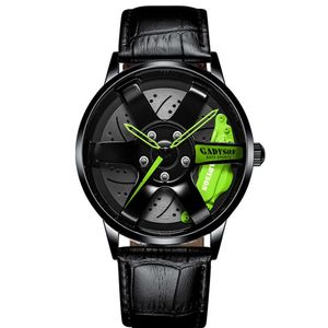 Mãos verdes design exclusivo relógio de quartzo 40mm de diâmetro estilo roda relógios masculinos meninos estudante locomotiva criativo relógios de pulso216t