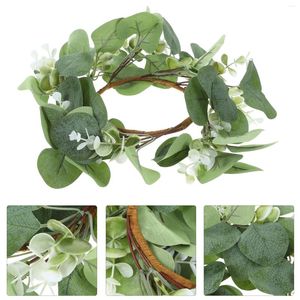 Decorative Flowers Rings Eucalyptus Wreath Leaves Fake Artificial Wreaths Silk Cloth Mini Table