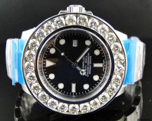Romaxs Orijinal İzle Lüks Yüksek Kaliteli Siyah Erkek Marka İzle Sea-Dweller Big Diamond Watch 116660 Asya 2813 Hareket Otomatik Erkek Saat Saatleri HB8M