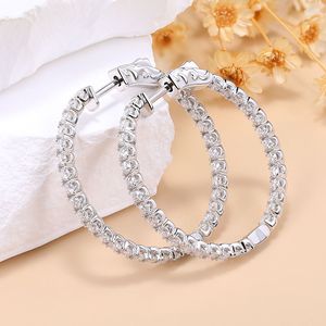Пройден тест на бриллианты, серьги-кольца с муассанитом диаметром 30 мм, стерлинговое серебро 925 пробы, позолоченные серьги-гвоздики, хороший подарок для друзей