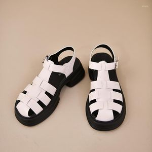 Sandals Women's Platform Summer Closed Toe Chunky Roman For Women Fashion Hollow Weave Retro Casual Student Beach Shoes