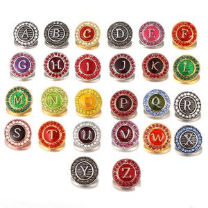 Charm Bracelets Wholesale Snap Button Jewelry Letter A To Z Metal Ginger Rhinestone Round Circle Charms Fits 18Mm Noosa Chunk Snaps Dr Dhdq2