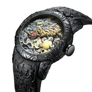 Biden Fashion Extering Gold Dragon Watch Mens Saatler En Lüks Marka Kuvars Saat Su Geçirmez Sıradan Spor Saatleri Relogio Maskülin2521