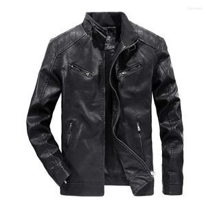 Homens de pele casual motor emendado jaqueta de couro inverno moda motociclista fino ajuste casaco masculino engrossar roupas