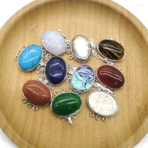 Colares de pingente de pedra natural moda botão oval ajuste aleatório diy pulseira auto-feita contas jóias atacado charme feminino 27x28mm