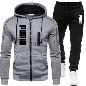 Tute da uomo Tuta da uomo Tuta da jogging casual Set da esterno Felpe con cerniera + Pantaloni sportivi neri 2 pezzi 2023 Moda primaverile Nuovo streetwear x0926