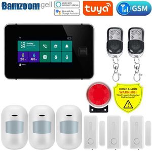 Sistemas de alarme Full Touch Tuya Wireless Home WIFI GSM Home Security com sensor detector de movimento Sistema de alarme contra roubo Suporte de controle de APP Alexa YQ230926