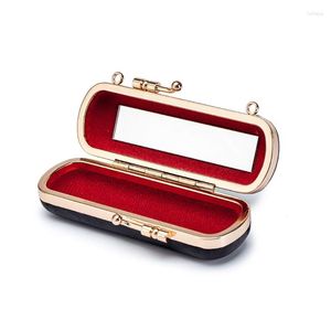 Evening Bags Mini Lipstick For Case Holder Faux Leather Bag With Mirror Detachable Chain Travel Crossbody Makeup Cosmetic E74B