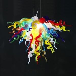 Nordisk färgad konstglas ljuskrona lampa kreativ led handblåst modern pendelljus för vardagsrum 24 tum