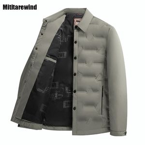 Men Down Parkas Winter Jacket Men Business Light Puffer swobodne w płaszczu Lapel Single Breast Black Fashion 230925