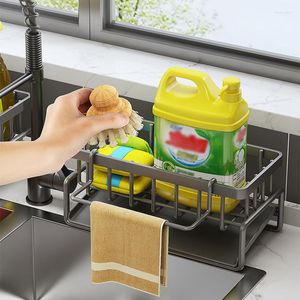 Kitchen Storage Sink Drain Rack Self-draining Sponge Towel Holder Organizer Soap Drainer Shelf Basket Bathroom Shelves Home