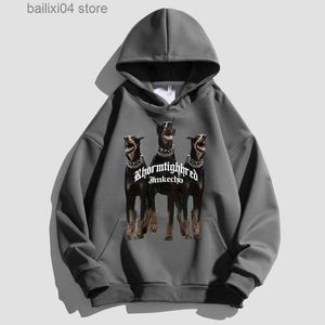 Men's Hoodies Sweatshirts Women's Clothing Doberman Sweatshirt with Hood Autumn Cotton Pullover Fashion Trend Dog Graphics Print Hoodie Ladies Casual Coat T230926