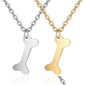 Pendant Necklaces Wholesale Trendy Women Stainless Steel Necklace Dog Bone Fashion Chain For Girls Gift Animal Jewelry New Drop Delive Dh7Xf