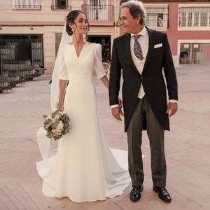 Gracioso halter sereia vestidos de casamento com decote em v cetim jardim vestido de noiva oco volta trem varredura vestidos de novia